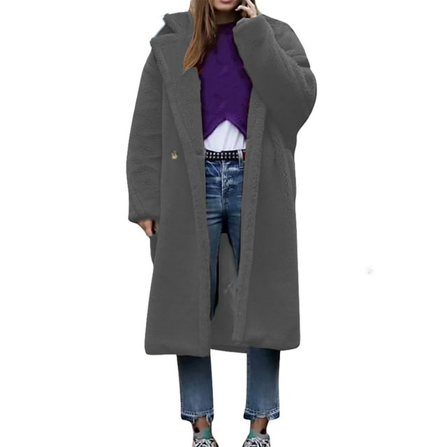 LOVZFMLL Vestes pour Femmes Manteau à Manches Longues en Cheveux d'Agneau Col Chaud