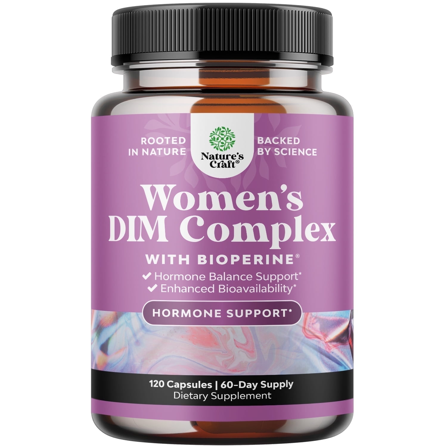 Natures Craft 300mg DIM Supplement with BioPerine, Hormone Balance Support for Women, 120 Capsules