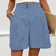 thumbnail image 6 of Cagogo Women's High Waisted Bermuda Shorts with Pockets Casual Regular Fit Solid Summer Beach Party Trousers Stretch Lounge Work, Light Blue L, 6 of 7