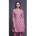 thumbnail image 4 of Bimba Short Kurtis For Ladies Printed Mandarin Collar Roll Up Sleeve Dress, 4 of 6