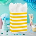 thumbnail image 2 of Hallmark Medium Gift Bag (Yellow and White Stripes), 2 of 7
