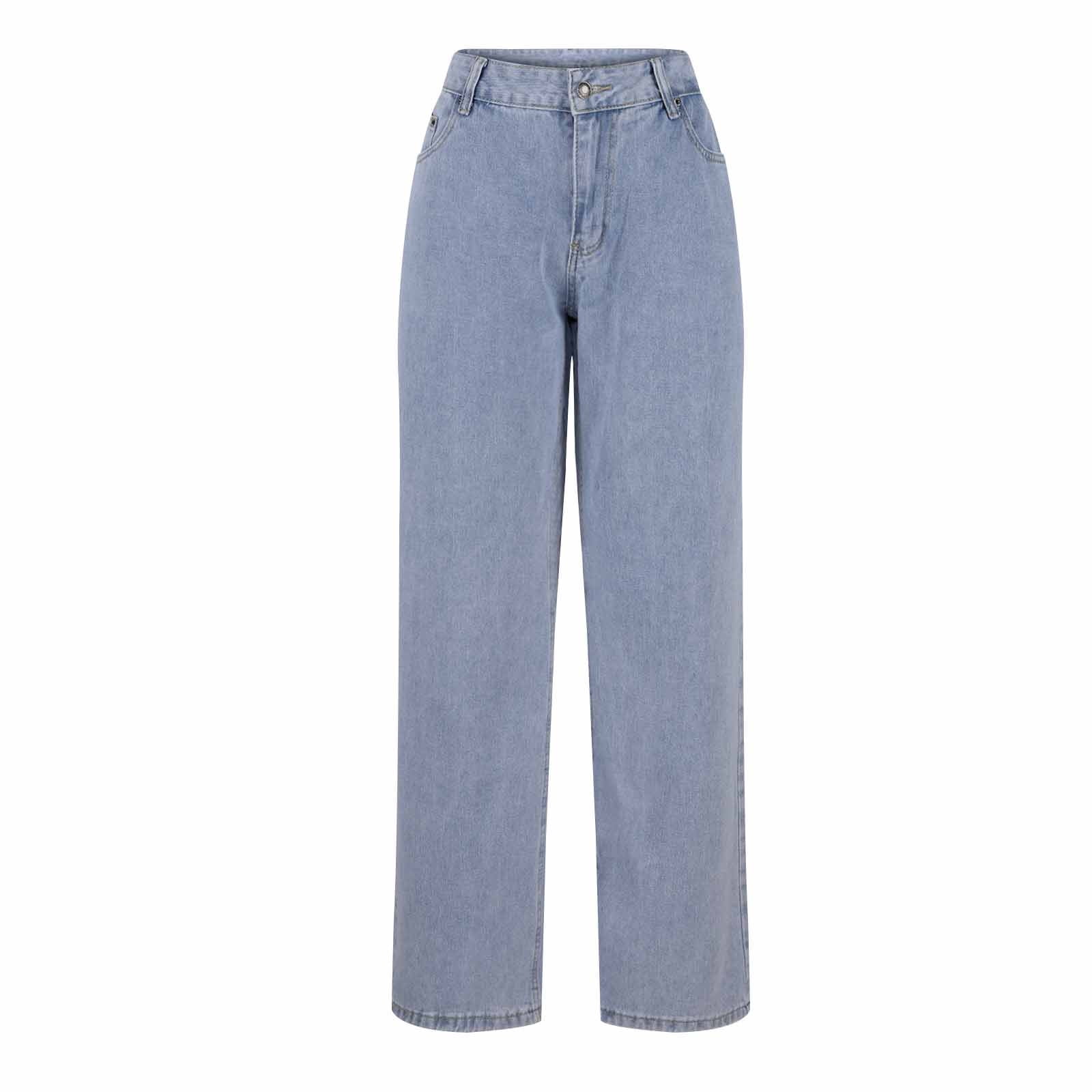UAMVSH Denim Pants for Women Baggy Straight Wide Leg Jean Pants