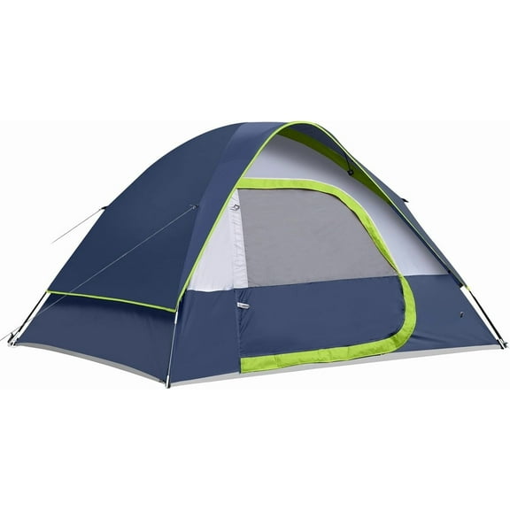 Dark Blue 4-Person Portable Dome Tent, Waterproof and Windproof with Rainfly