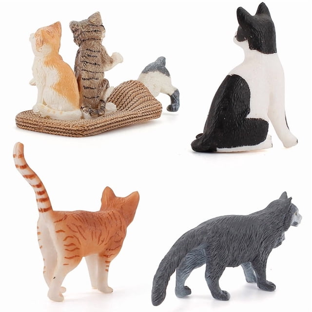 Juego de figuras Realistic Cat 5 gatos de juguete en miniatura de PVC, 4 unidades