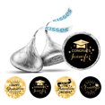 thumbnail image 1 of Darling Souvenir 190 Pcs Graduation Theme Custom Stickers for chocolate Candy Labels-Black & Glitter Gold, 1 of 2