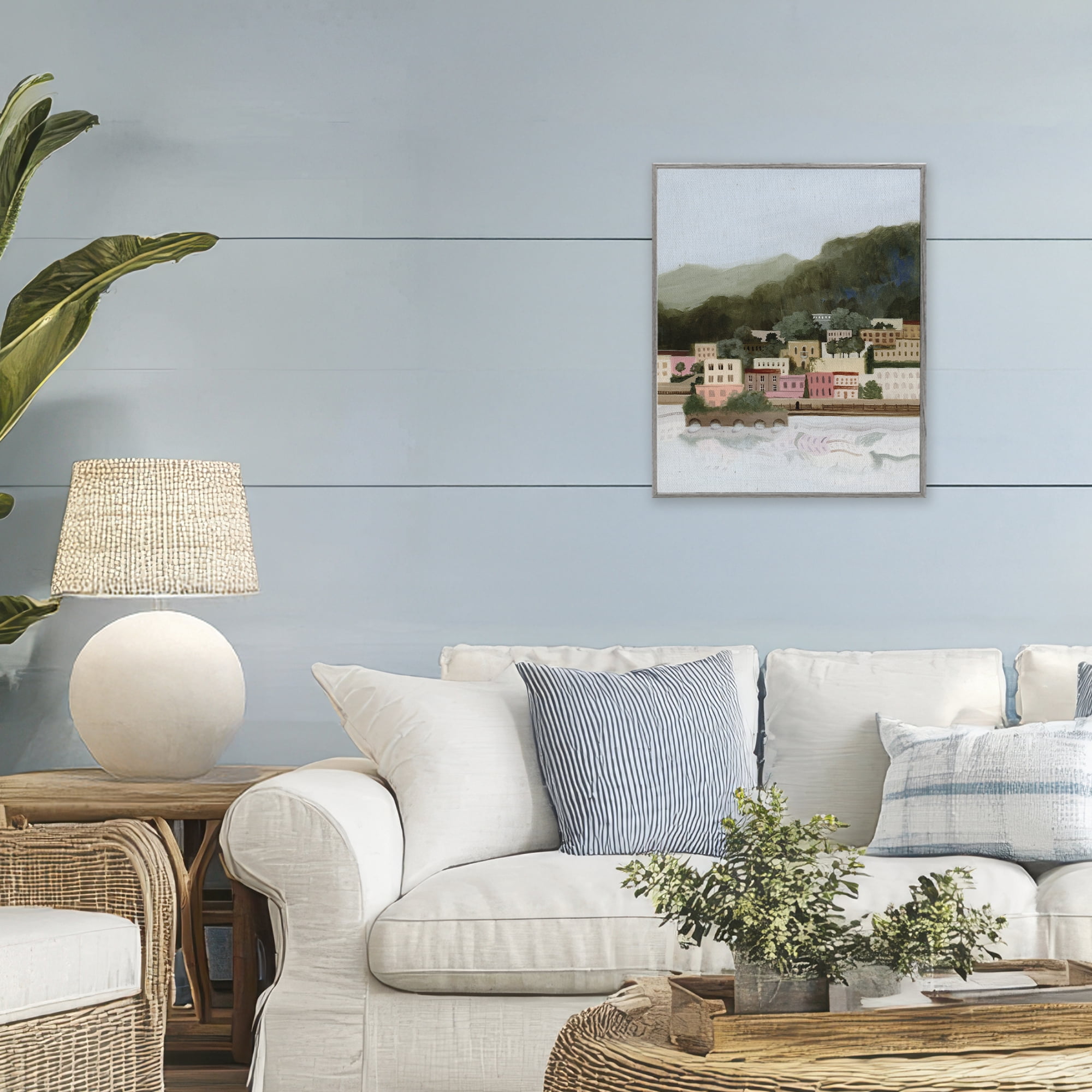 Stupell Industries Mountains By The Sea Gray Framed Giclee Art, design by Grace Popp