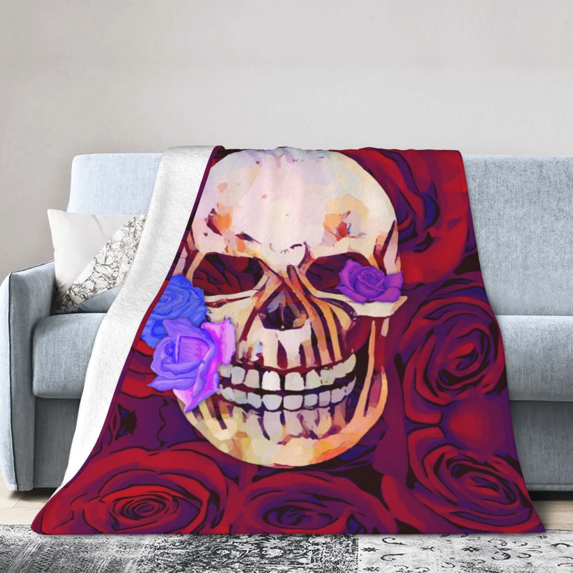Skull and Rose Quilted Blanket NCU0TH508 main image 1