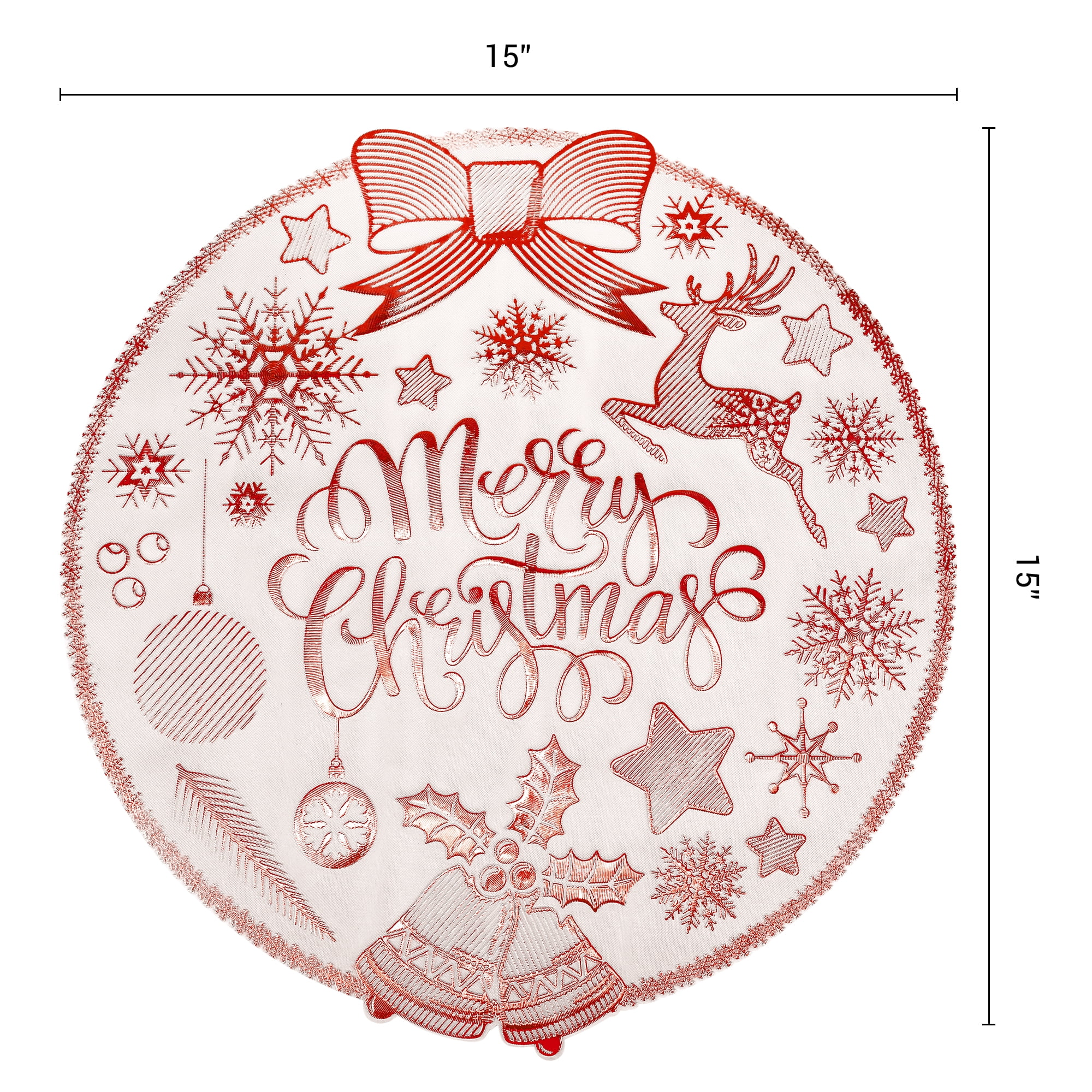 Unique Bargains Set of 6 Washable Kitchen Table Placemats for Holiday Dining Red