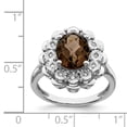 thumbnail image 2 of Sterling Silver Rhodium Diam. & Oval Checker-Cut Smoky Quartz Ring QR3029SQ, 2 of 4