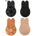 thumbnail image 2 of Spencer 2Pairs Women's Rabbit Ear Invisible Lifting Bras Reusable Silicone Nipple Covers Push Up Backless Bra "Black&Beige, Cup C/D", 2 of 6