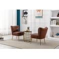 thumbnail image 3 of Guyou Modern Accent Chair Set of 2, Armless Slipper Chair Faux Leather Upholstered Lounge Chair, Wingback Large Single Sofa Side Chair with Gold Legs for Living Room Bedroom, Brown, 3 of 9