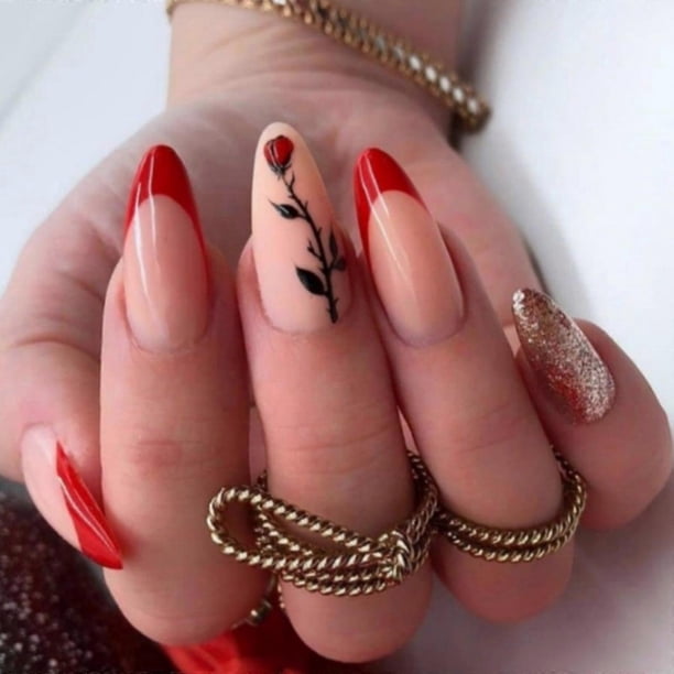 24pcs Glossy French Tip Press On Nail Fashionable and Comfortable Stick on Nail Manicure Nail Decors for Fashion Women
