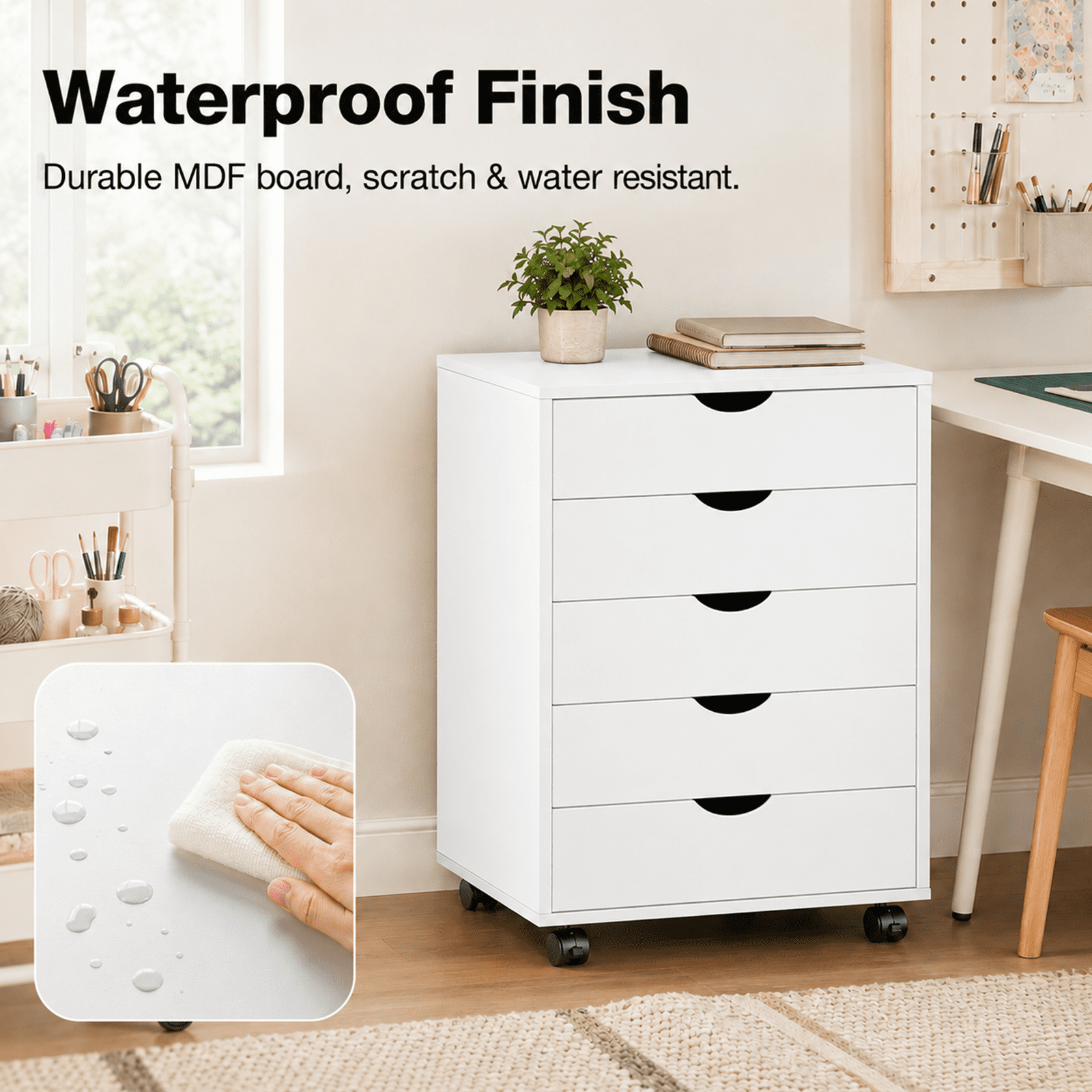 Alvantor 5/7-Drawer Storage Cabinet with Rolling Wheels, Lockable Casters, Spacious Drawers & Top Shelf for Office & Home
