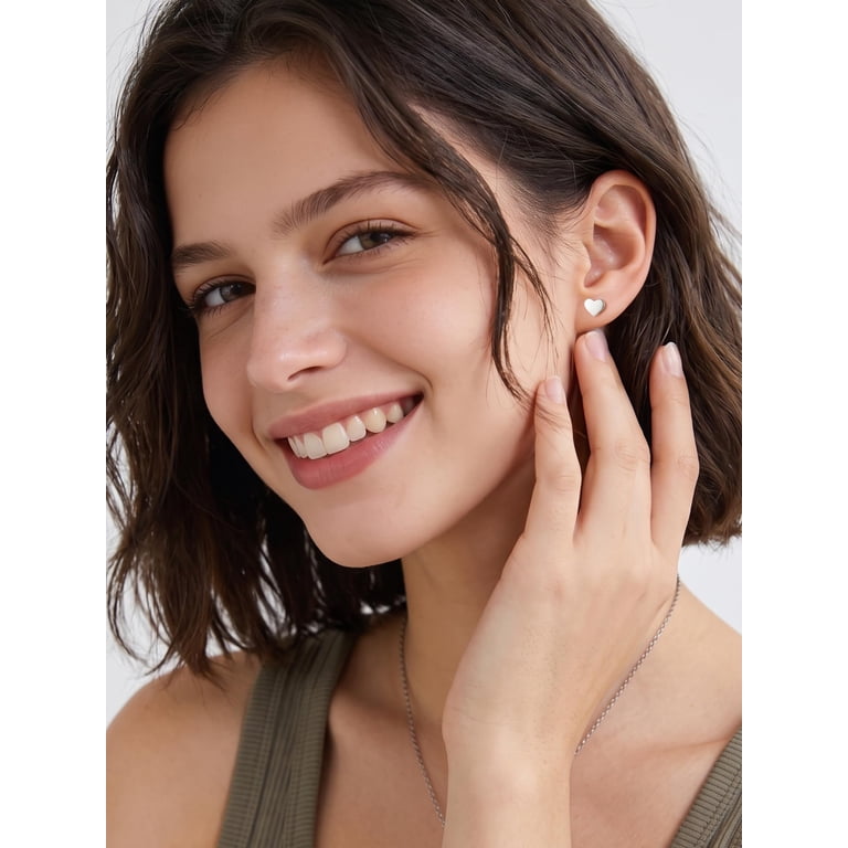 ChicSilver Sterling Silver Heart Stud Earrings photo 3