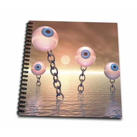 3dRose Big Vision And Chains - surreal series of eyeballs with gold chains - Mini Notepad, 4 by 4-inch