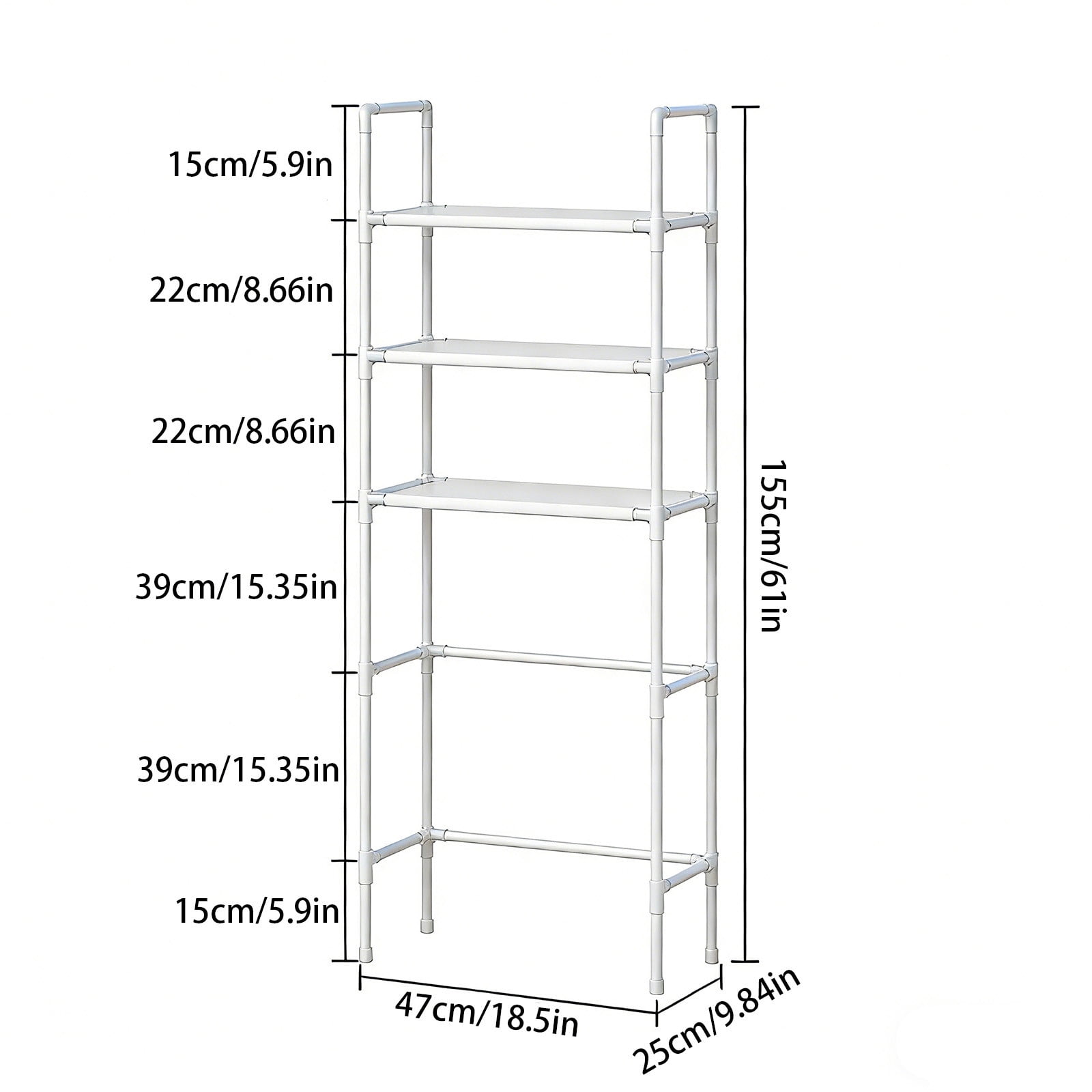 Over The Toilet Storage Shelf, 3-Tier Freestanding Bathroom Organizer Rack for Space Saving Home Use