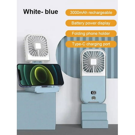 

Mini Portable Outdoor Hand Fan Hanging Neck Fan USB Charging 3000mAh Battery Powered 180° Folding Wireless Table Air Cooling Fan