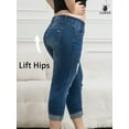 thumbnail image 4 of Women'S Large Size Dark Blue Fashionable Versatile Rolled Edge Hole Casual Style Denim Shorts, Soft And Comfortable Slim Fit Jeans, 4 of 7