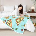 thumbnail image 6 of Kids Cartoon Pizza Fleece Throw Blanket Boys Girls Kawaii Food Theme Plush Blanket for Couch Bed Sofa Soft Green Yellow Pizza Sherpa Blanket Ultra Soft Fuzzy Blanket Room DecorThrow 50"x60", 6 of 7