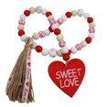 thumbnail image 2 of Valentines Day Wood Bead Garland with Tassels,Rustic Wooden Beads Garland Hanging Wooden Love Heart Ornaments Tiered Tray Decorations Wall Hanging Decor, 2 of 5