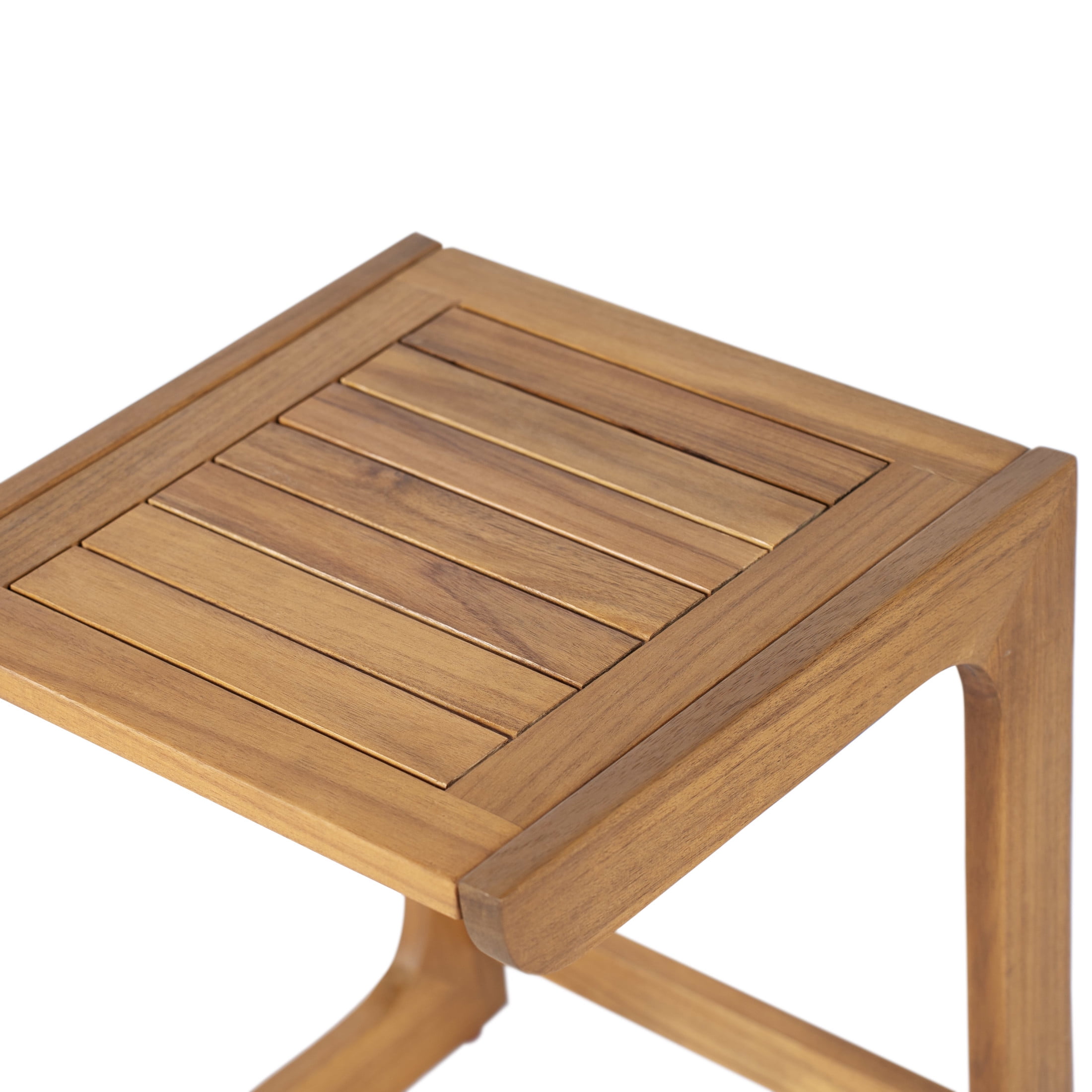 Christopher Knight Home Modern Outdoor C-Shaped Side Table, Solid Acacia Wood Sofa Snack Table, Natural Finish