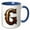 Blue/White, variant on 3drose, Steampunk Image of Metal Monogram Initial G, 11oz Mug