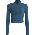 thumbnail image 1 of ORUYROP Veste de Course Légère Extensible pour Femmes avec Fermeture Éclair Complète et Trous pour les Pouces, 1 of 6