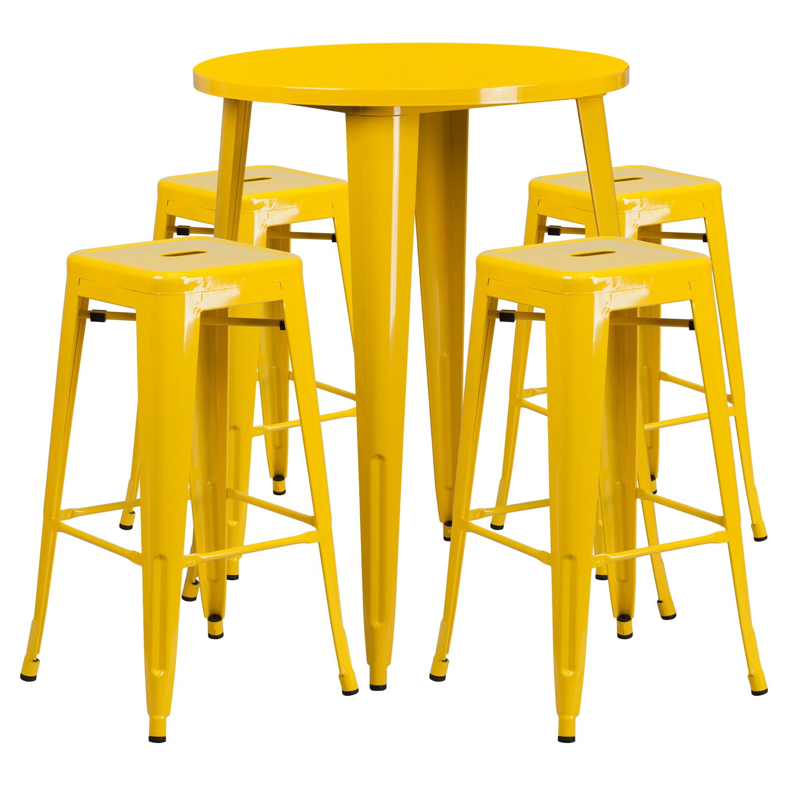Flash Furniture Coby Commercial Grade 30" Round Yellow Metal Indoor