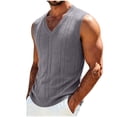 thumbnail image 2 of Antinious Men Solid Knit Sweater V-Neck Sleeveless Loose Versatile Comfortable Tank Top, 2 of 5