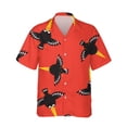 thumbnail image 4 of Venta caliente de verano, nuevas camisetas con estampado 3D, estampado de cuervos, solapa, manga corta, moda de terror, camisetas casuales para hombres, traje, camisetas de un solo pecho, 4 of 5