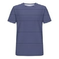 thumbnail image 5 of Rloper-Lop Mens Crewneck T Shirts Casual Stylish Striped Printing Tees Lightweight Short Sleeve Striped Printign Shirts Summer Outdoor Tops Dark Blue 4XL, 5 of 5