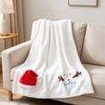 thumbnail image 2 of SLYNSHome Small Christmas Flannel Throw Blanket,White Soft Fleece Roll‑Up Blanket With Snowman Santa Reindeer Design For Sofa Bed Holiday Gift, 2 of 6