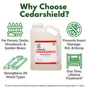 Cedarcide Cedarshield (4 Gallon Case) | Non-Toxic Wood Treatment and Stabilizer | Protects Wood from Moisture and Decay