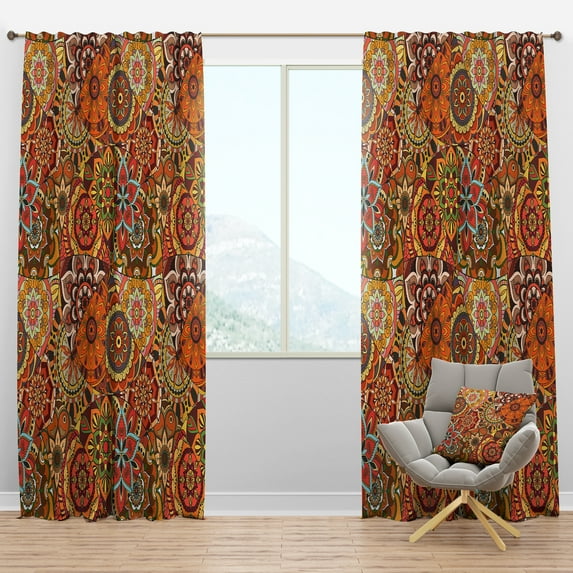 Designart 'Mandalas With Pattern Tile' Bohemian & Eclectic Blackout Curtain Panel