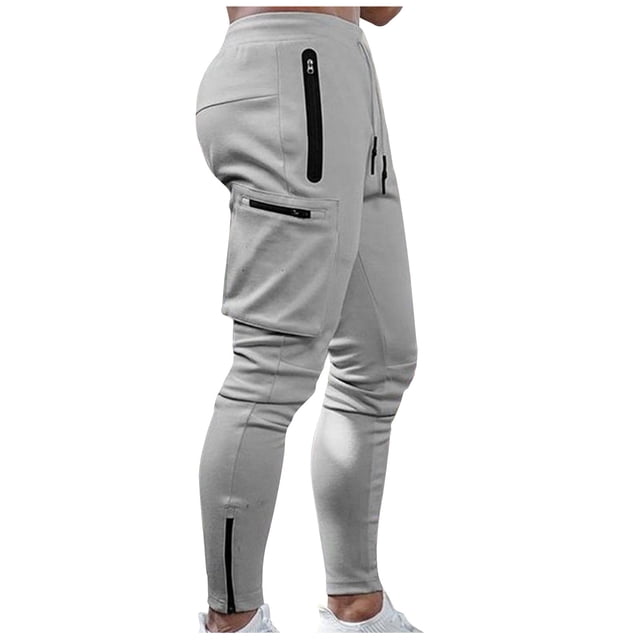 FAIWAD Men's Skinny Jogger Pants Casual Elastic Waist Drawstring Side Zip Track Pants with Pockets