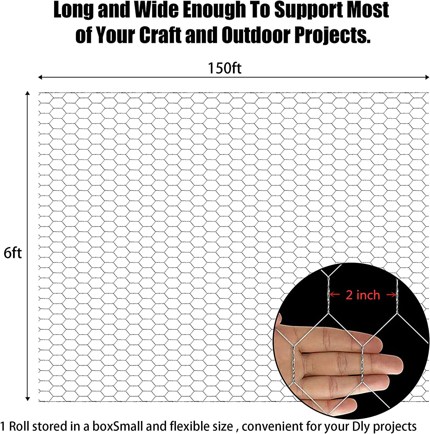 HOSTIC 6ft x 150ft Chicken Wire Fencing Hexagonal Netting with Durable Material