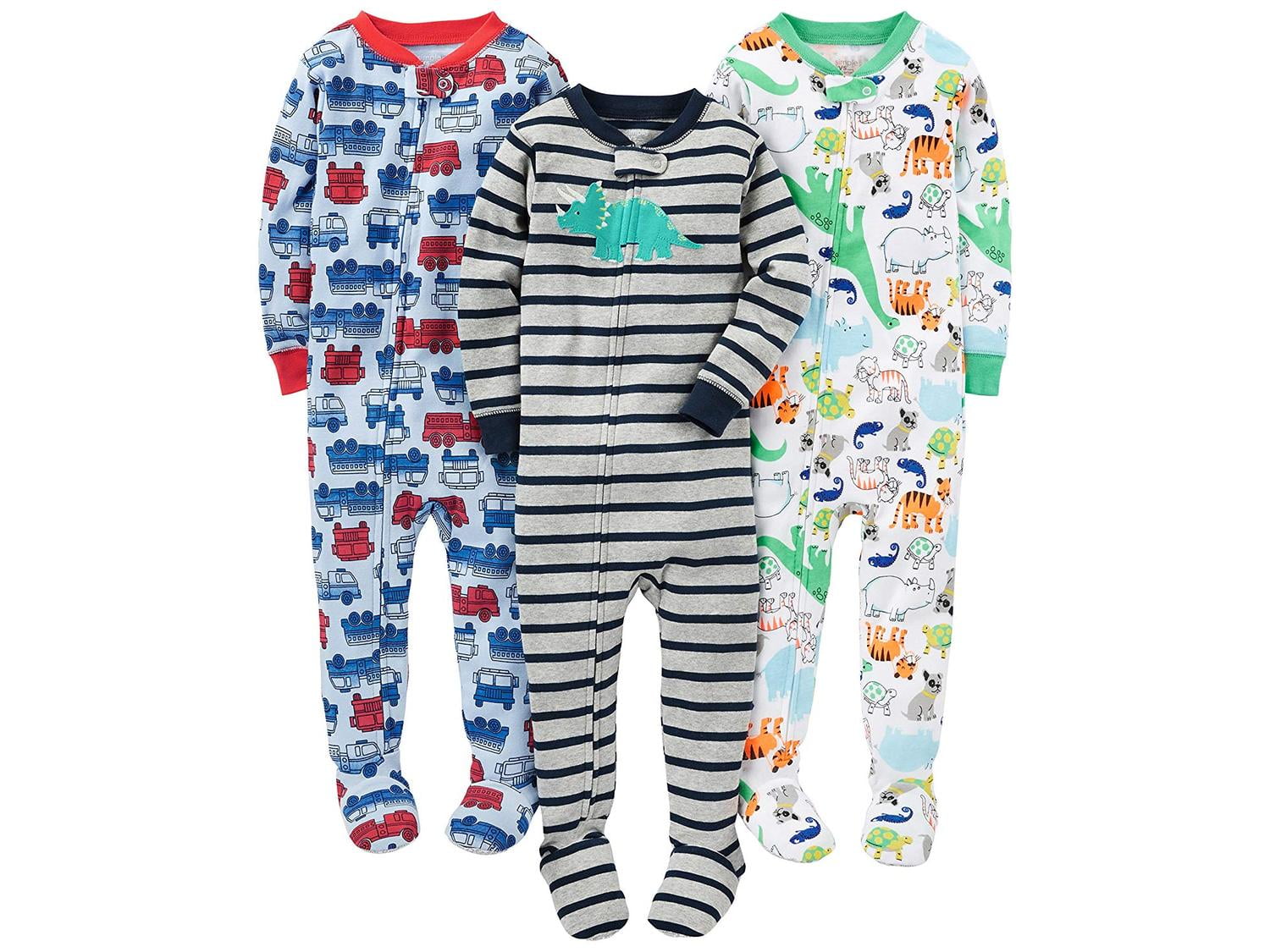 Simple Joys by Carters Baby and Toddler Girls 3-Pack Snug Fit Footed Cotton Pajamas
