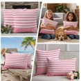 thumbnail image 5 of Pink Anchor Outdoor Waterproof Pillow Covers, Modern Nautical White Geometric Stripes Decorative Square Throw Pillowcase Sofa Cushion Sham for Patio/Couch/Chair, 20"x20" 2 Pack, 5 of 8