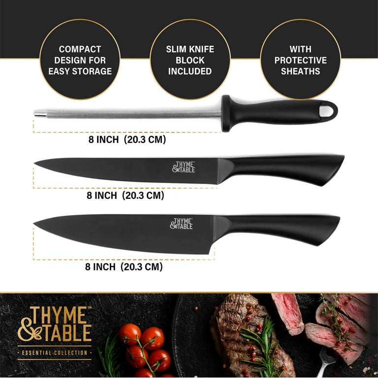 Thyme & Table 20-Piece Knife Set, Black 