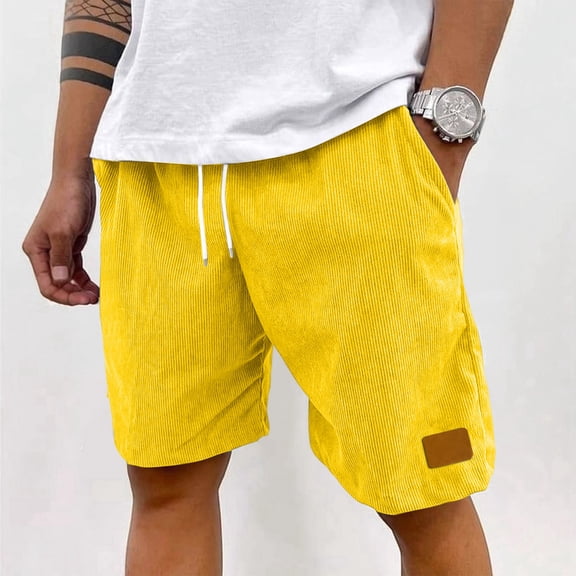 Mens Athletic Corduroy Shorts Casual Elastic Waist Waffle Workout Shorts Solid Color Drawstring Beach Lounge SweatShorts, M