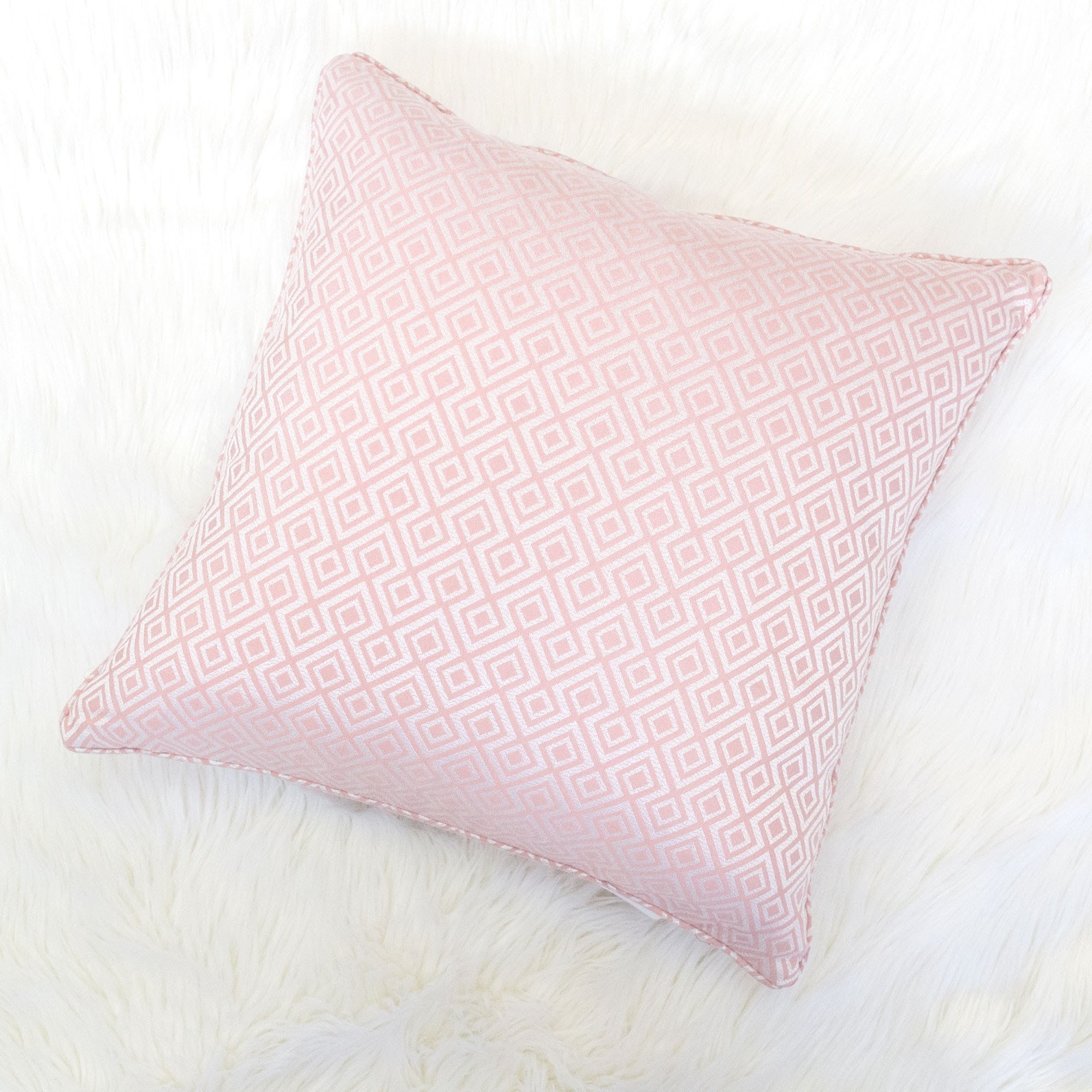 Jackie Rose-Pink Geometric Polyester 20 in. x 20 in. Throw Pillow (Set of 2)
