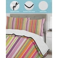 thumbnail image 4 of Colorful Striped Twin XL Size Down Alternative Comforter, Lightweight Comforter Quilt Bedding Set with Pillow Shams Farmhouse Modern Stripes Art All Seasons Bed Comforter Duvet Insert 68"x98", 4 of 7