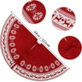 thumbnail image 3 of Dremisland Christmas Tree Skirt Rustic Christmas Tree Mat with Snowflake Reindeer Red Knitted Xmas Tree Skirts Thick Knitted Xmas Holiday Decoration New Year Home Party Decorations (Red, 48inch/122cm), 3 of 6