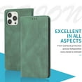 thumbnail image 5 of Allytech Magnetic Case for iPhone 15 Pro Max, [3 Card Slots] [1 Cash Slots] Slim PU Leather Shockproof Camera Lens Protection Kickstand Magnetic Closure Luxury Case for Women Men - Green, 5 of 7