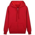 thumbnail image 4 of Mens Hoodie Fall Sweatshirt Zip Up Long Sleeve Fleece Hooded Lightweigt With Pockets Mens Workout Clothing,Red,2XL, 4 of 5