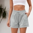 thumbnail image 2 of Uaswgudfs ​Women's Elastic Waist Jean Shorts – Drawstring, Pockets & Casual Summer Style​ Gray XL, 2 of 5