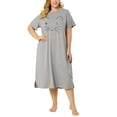 thumbnail image 1 of Women's Plus Size Nightgown Cat Print with Pocket Sleep Dress Sleepwear Gray 3X, 1 of 6
