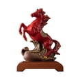 thumbnail image 2 of Ceramic Horse Statue,Chinese Feng Shui Red Horse Figurines for Fire Horse Year 2026, Chinese FireHorse Decorations,Zodiac Animal Sculpture Home Tabletop Ornament with Small Wooden Base, 2 of 9