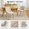 thumbnail image 4 of Set of 2 moderno beige fabric dining sillas con forrado asientos, curved backrests, y oak legs, 4 of 9