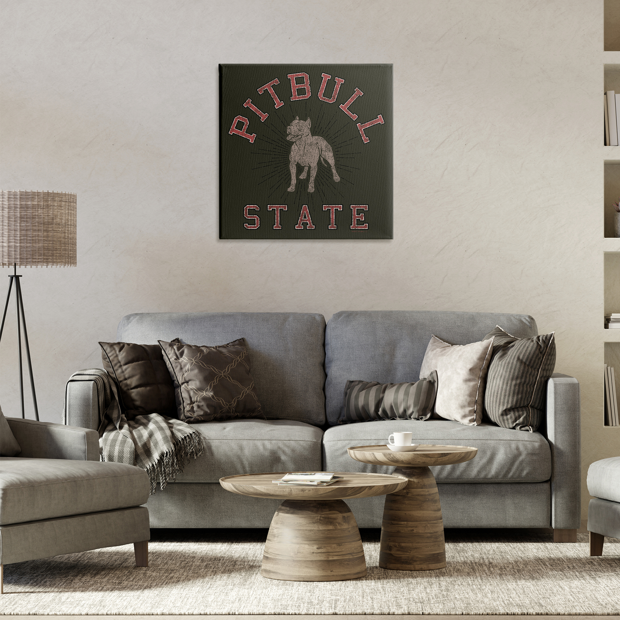 Stupell Industries Vintage Pitbull State Novelty & Humor Painting Wrapped Canvas Art Print Wall Art, 24 x 24